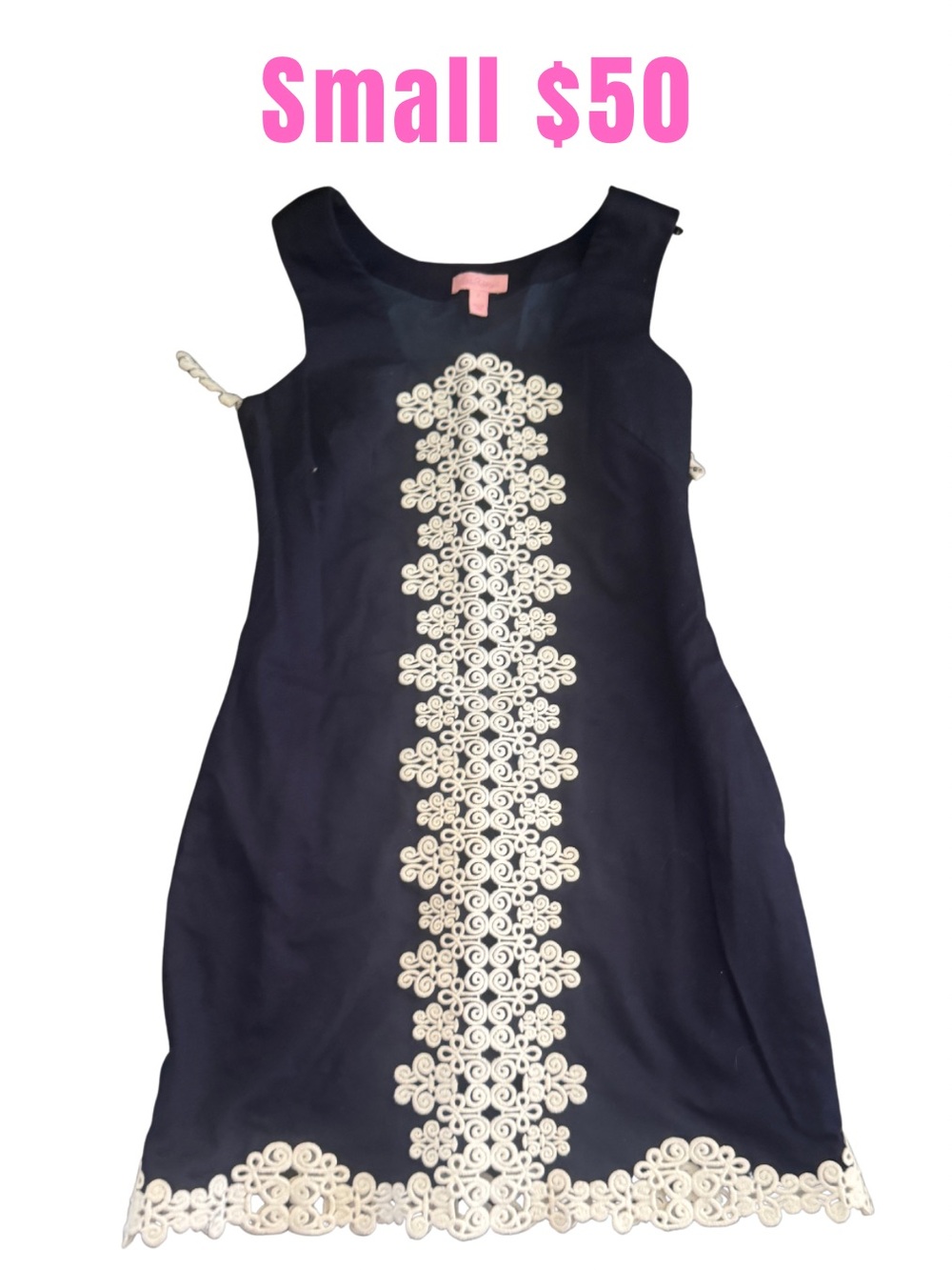 Lilly Pulitzer Navy Dress with white Lace Trim